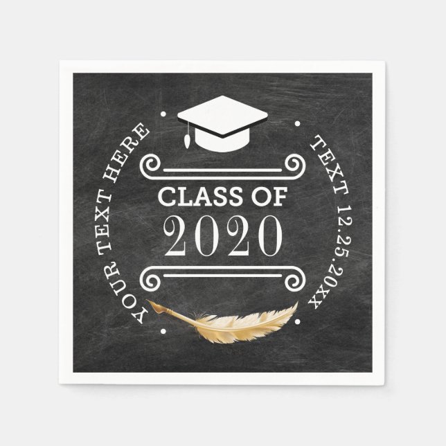Graduation Party Retro Chalkboard Class of 2020 Napkins (Front)