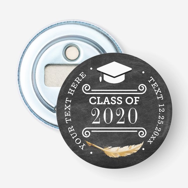 Graduation Party Retro Chalkboard Personalized Bottle Opener (Front)