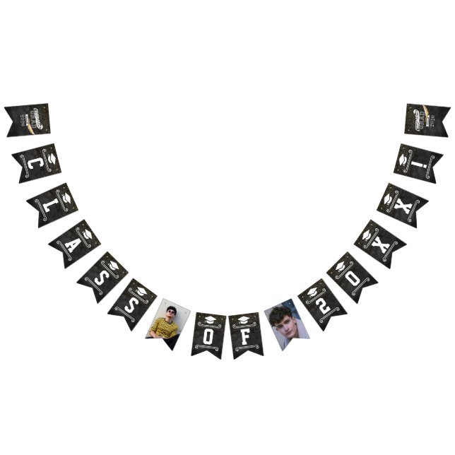Graduation Party Retro Chalkboard Personalized Bunting Flags (All)