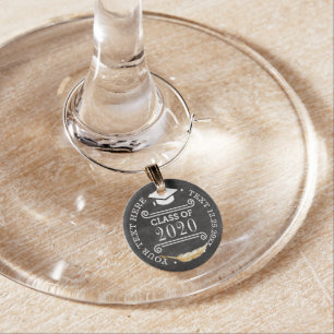 Graduation Party Retro Chalkboard Wine Charm