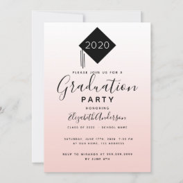 Graduation party rose gold blush girl cap 2025 invitation