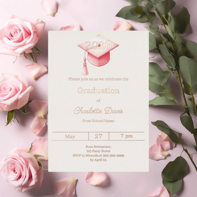 Graduation party rose gold class of 2026 luxury foil invitation (Creator Uploaded)