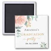 Graduation party rose gold floral save the date magnet (Front)