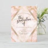 Graduation Party Rose Gold Marble Invitation (Standing Front)