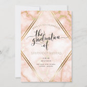 Graduation Party Rose Gold Marble Invitation (Front)