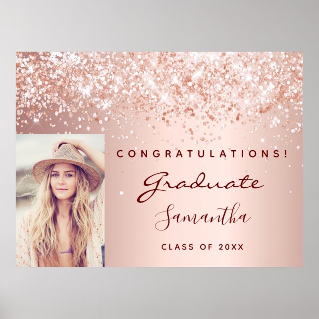 Graduation party rose gold photo 2027 poster (Front)