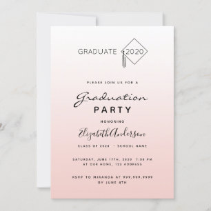 Graduation party rose gold topper invitation