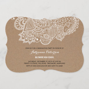Graduation Party Rustic Paisley Pattern Invitation