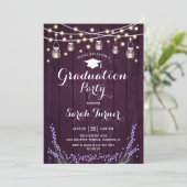 Graduation Party - Rustic Purple Wood Lavender Invitation (Standing Front)
