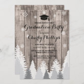 Graduation Party Rustic Winter Forest Trees Invite (Front/Back)