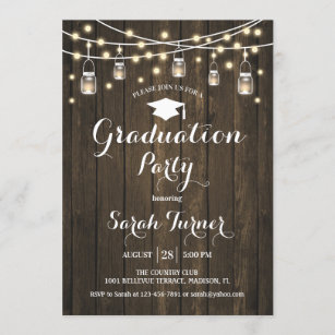 Graduation Party - Rustic Wood Invitation