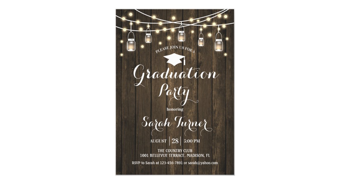 Graduation Party Rustic Wood Invitation Zazzle graduation-party-rustic-wood-invitation-zazzle