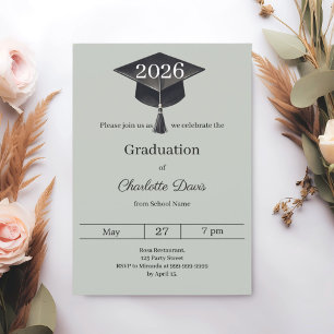 Graduation party sage green class of 2026 invitation