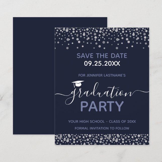 Graduation Party Save the Date Budget Invitation (Front/Back)
