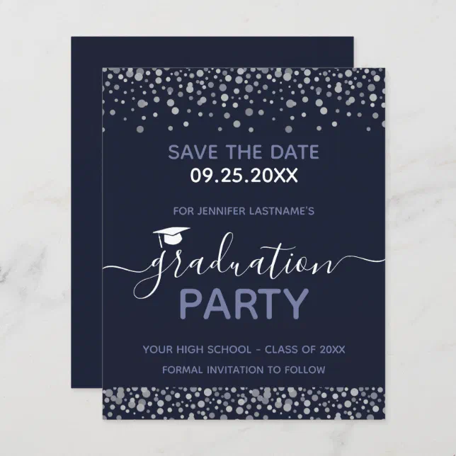 Graduation Party Save the Date Budget Invitation | Zazzle