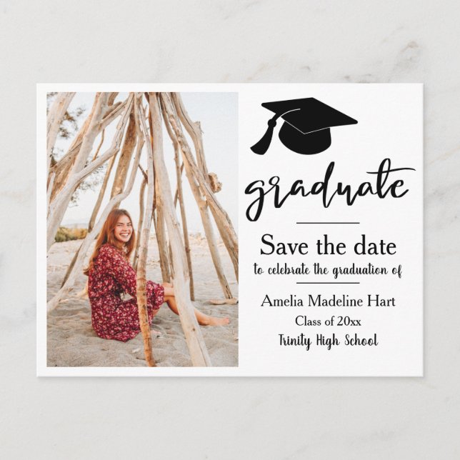 Graduation Party | Save The Date Graduate Photo Postcard (Front)