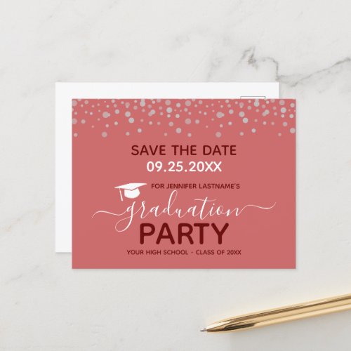 Graduation Party Save the Date Invitation Postcard