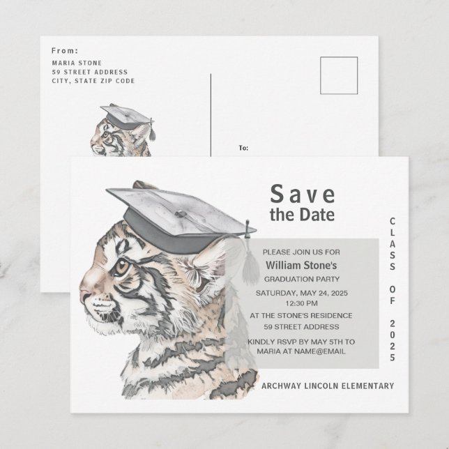 Graduation Party Save the Date Invitation Postcard (Front/Back)