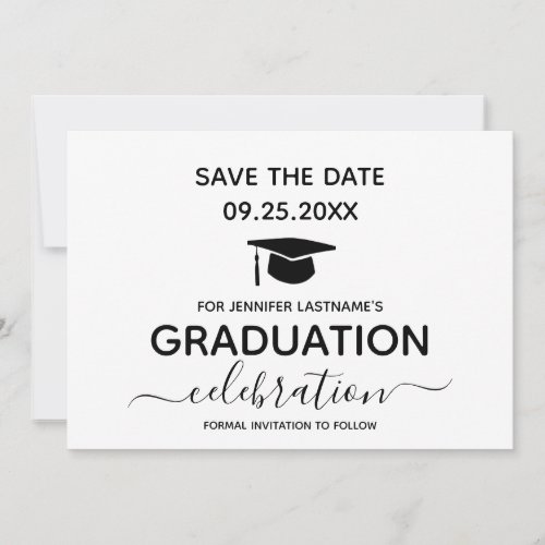 Graduation Party Save the Date Minimal  Invitation