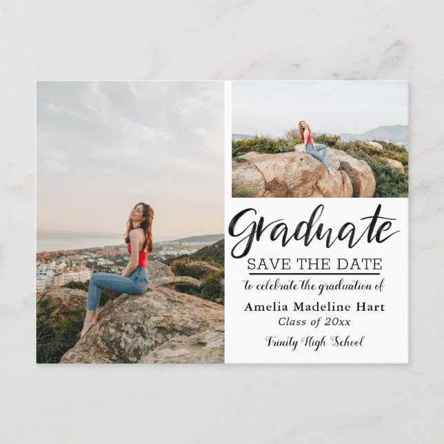Graduation Party | Save The Date Multi Photo Announcement Postcard (Front)