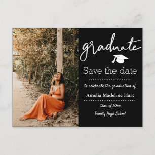 Graduation Party Save The Date Script Photo Announcement Postcard