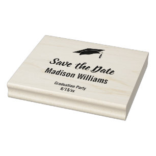 Graduation Party Save the Date Text Template Rubber Stamp