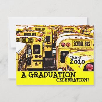 Graduation Party School Bus Yellow Invitation by pixibition at Zazzle
