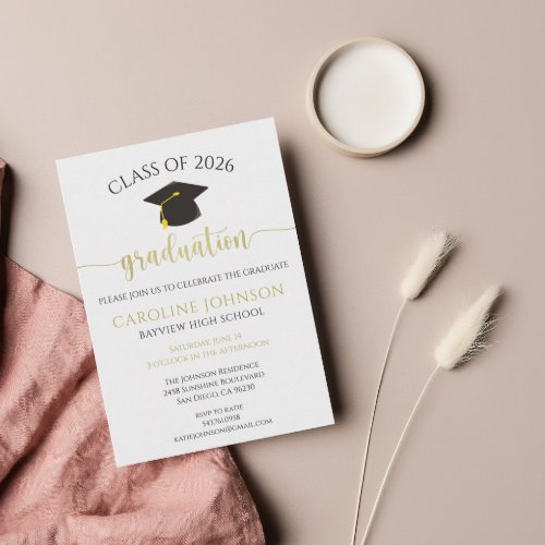 Graduation Party School Colors Black  Gold Invitation