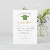 Graduation Party School Colors Green & Gold Invitation (Standing Front)
