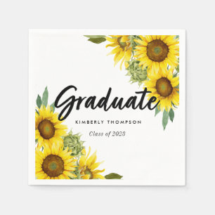 Graduation Party Script Celebration Sunflower Chic Napkins