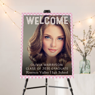Graduation Party Script Welcome & 1 Square Photo  Foam Board