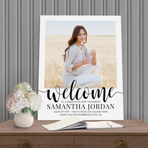 Graduation Party Script Welcome Modern Photo White Foam Board