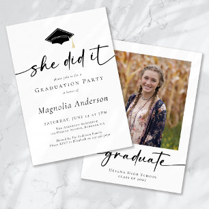 Graduation Party She Did It Photo Invitation
