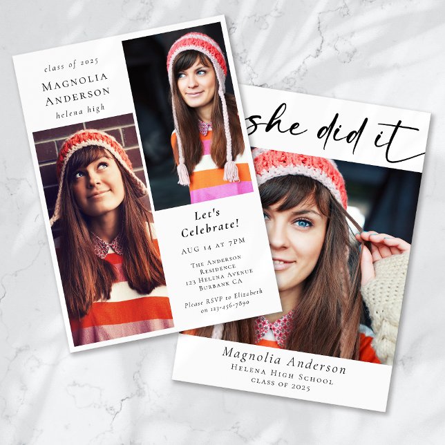 Graduation Party She Did It Photo Invitation (Creator Uploaded)