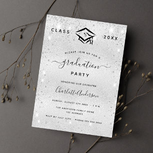 Graduation party silver glitter modern invitation