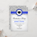 Graduation Party - Silver White Royal Blue Invitation | Zazzle