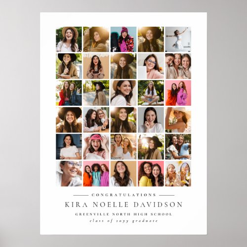 Graduation party simple 30 photo collage poster