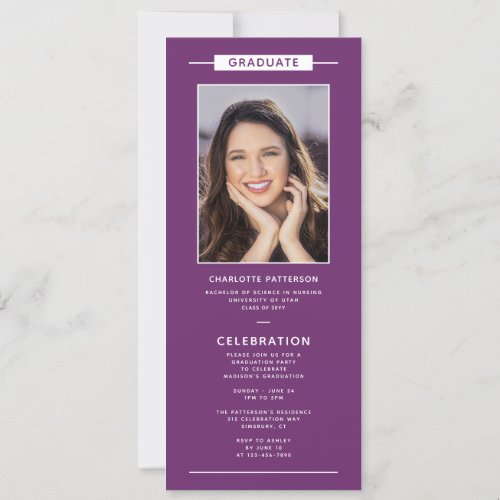 Graduation Party Simple Modern Photo QR Code Invitation