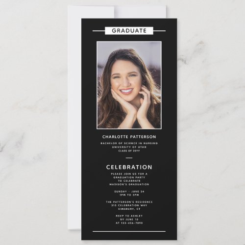 Graduation Party Simple Modern Photo QR Code Invitation