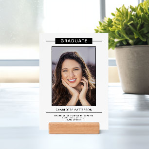 Graduation Party Simple Modern Script Photo White Holder
