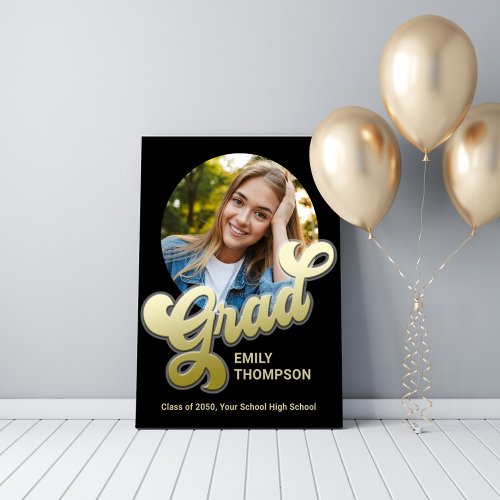Graduation Party Simple Typography Gold Grad Poster