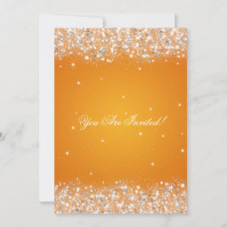 Graduation Party Sparkling Glitter Orange Invitation | Zazzle