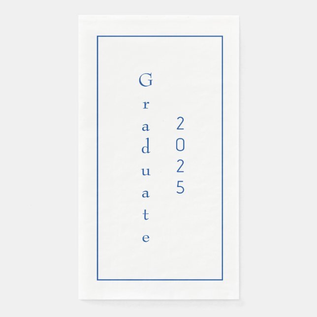 Graduation Party Student Graduate 2025 Text Blue Paper Guest Towels (Front)