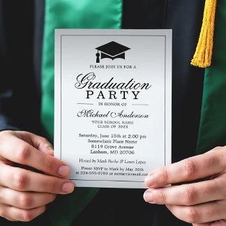 Graduation Party - Stylish Silver Metallic Look Invitation