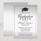 Graduation Party - Stylish Silver Metallic Look Invitation | Zazzle
