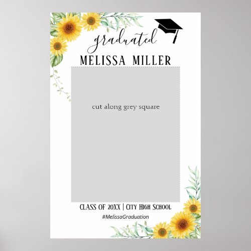 Graduation Party Sunflowers Photo Booth Frame Poster
