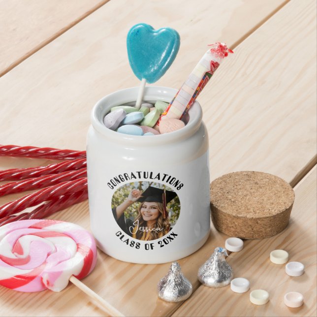 Graduation Party Sweet Personalized Photo and Name Candy Jar (In Situ)