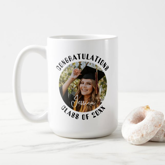 Graduation Party Sweet Personalized Photo and Name Coffee Mug (With Donut)
