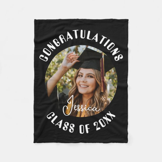 Graduation Party Sweet Personalized Photo and Name Fleece Blanket (Front)