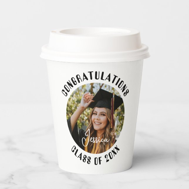 Graduation Party Sweet Personalized Photo and Name Paper Cups (Back)